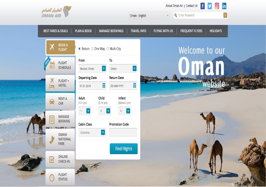 Oman air ticket booking
