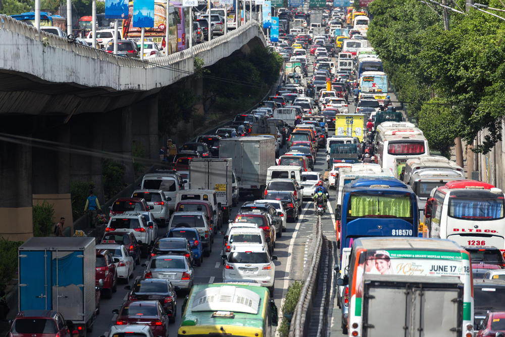 Heavy traffic in EDSA, Philippines