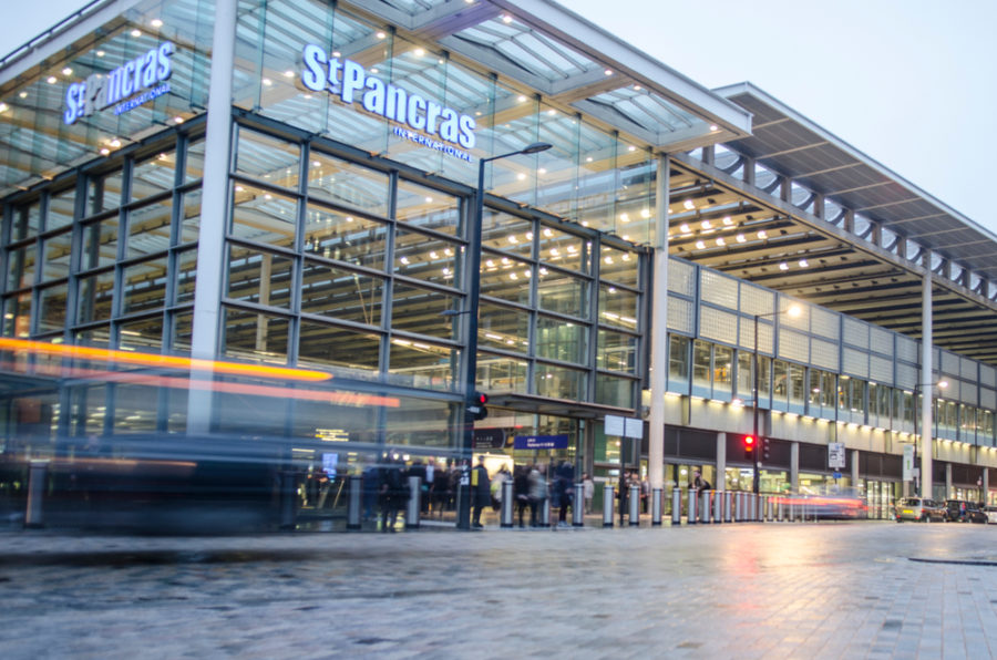 Exterior view of St Pancras International train station in London