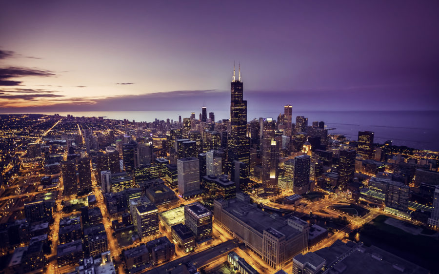 Chicago skyline at night