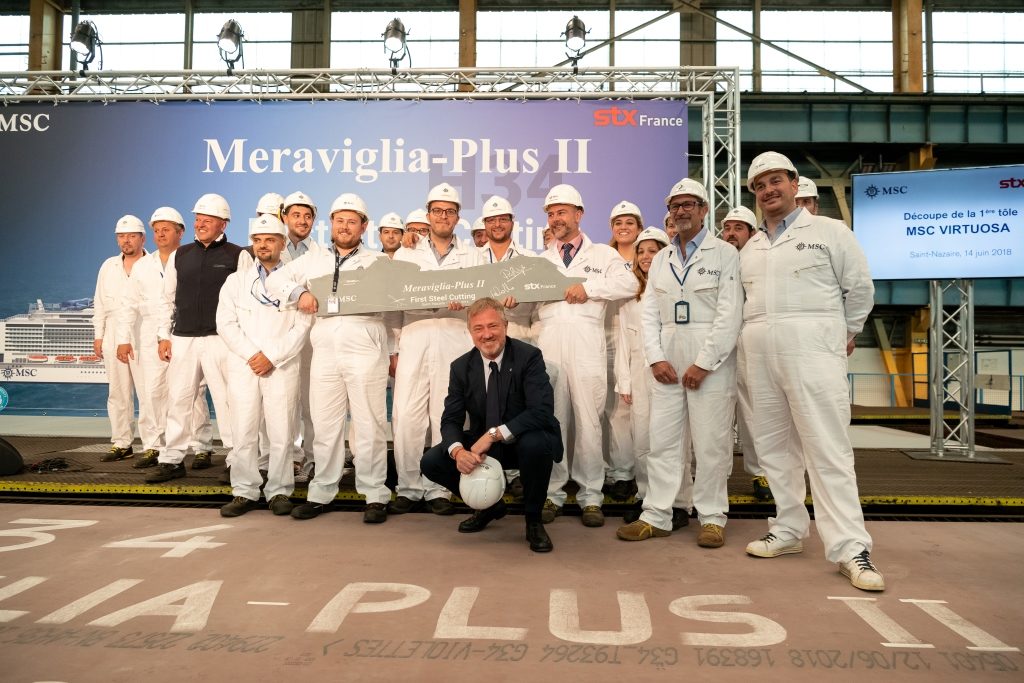 The steel-cutting ceremony for MSC Virtuosa